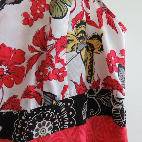 VINTAGE Y2K CABI 100% Silk Asian Inspired Floral Butterfly Babydoll Top Boho M - Picture 5 of 16